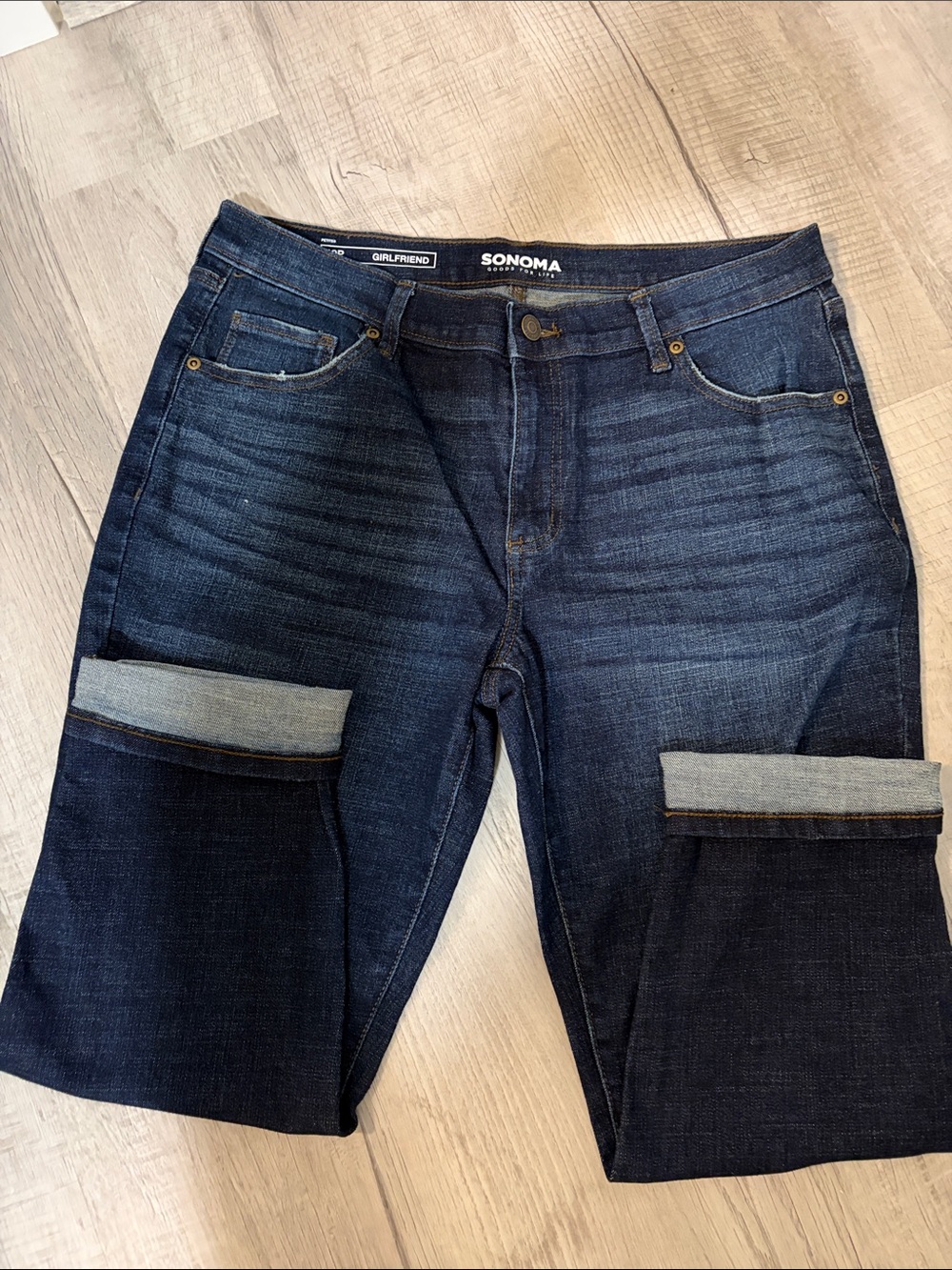SONOMA Dark Blue Cuffed Girlfriend Jeans